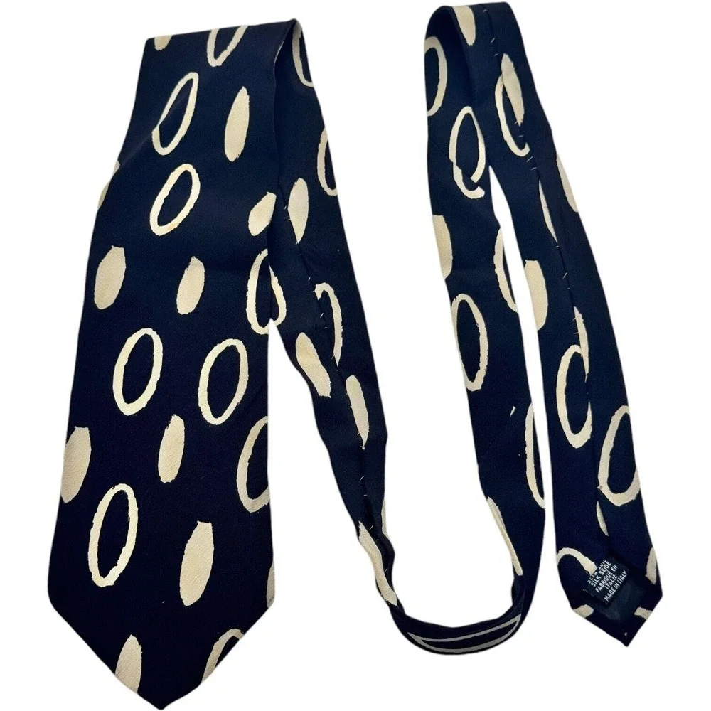 HUGO BOSS Men's 100% Silk XL Necktie ITALY Designer‎ Black/White 57